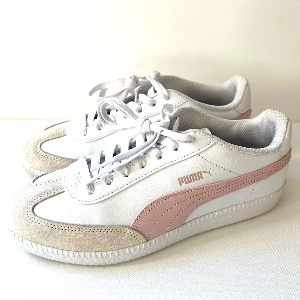 Puma White and Pink Women's Sneakers